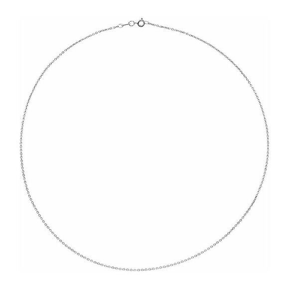 1mm 14K White Gold Diamond-Cut Solid Cable Chain Necklace, 24 Inch - Picture 2 of 4